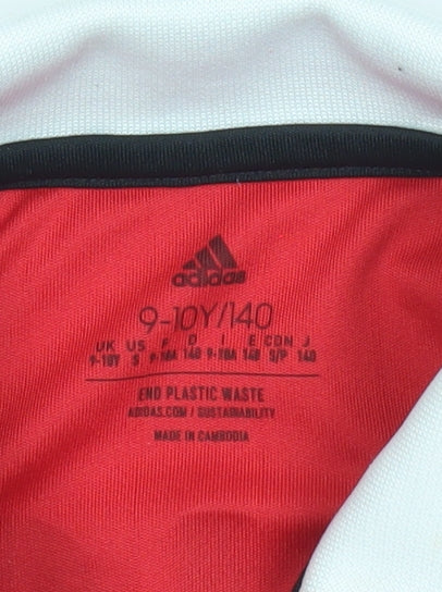 Adidas Boys Red Manchester United Football Polo Jersey 9-10 Years