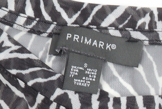 Primark Women’s Black Animal Print Mesh Blouse Size S UK 10/12
