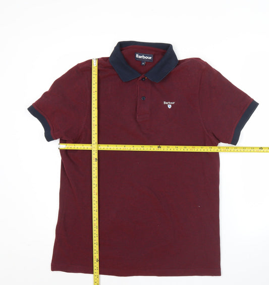 Barbour Men’s Red Polo Shirt Size M Short Sleeve Cotton Casual