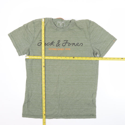 Jack & Jones Men's Green Graphic Logo T-Shirt Size M