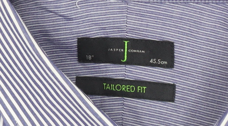 Jasper Conran Men’s Blue Striped Dress Shirt 18” Collar Classic Fit
