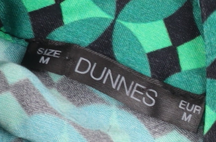 Dunnes Womens Green Geometric Bow Neck Long Sleeve Blouse M