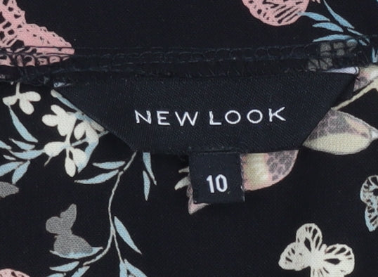 New Look Women’s Black Floral Butterfly Cardigan Size 10 Collared