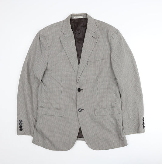 Zara Man Men’s Grey Check Blazer Jacket Size 42 Regular Notch Lapel