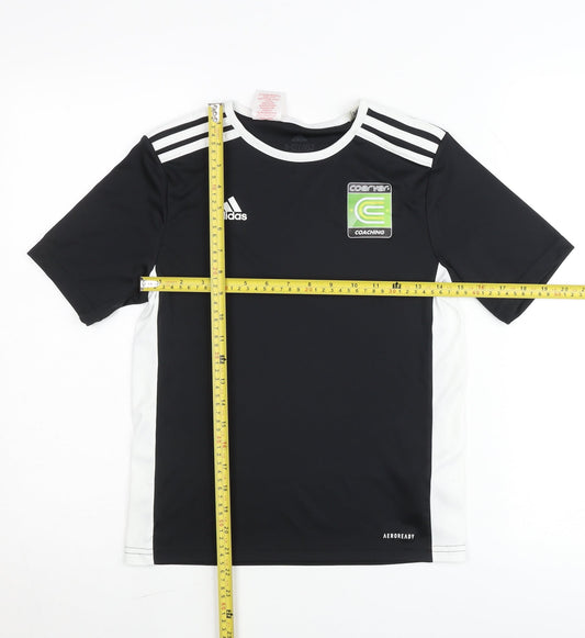Adidas Boys Black 11-12Y Football Training T-Shirt Aeroready Sportswear