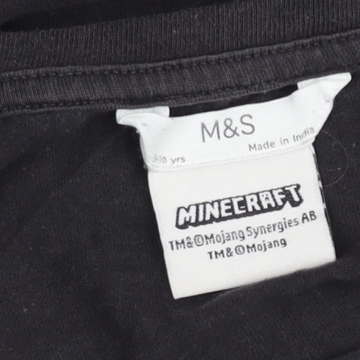 Marks and Spencer Teens Black Minecraft Long Sleeve T-Shirt Size 10