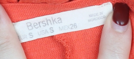 Bershka Womens Orange Size 8 Cold Shoulder Jersey T-Shirt