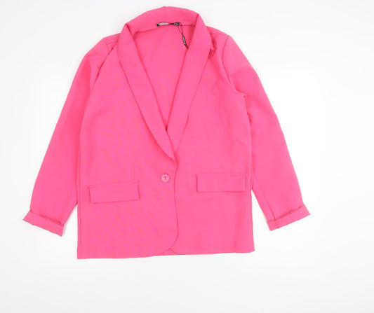 PrettyLittleThing Womens Pink UK 6 Shawl Collar Blazer Jacket