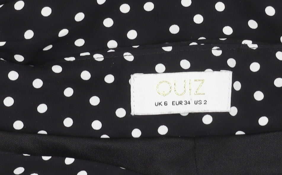 Quiz Womens Black Polka Dot Asymmetric Ruffle Skirt Size 6