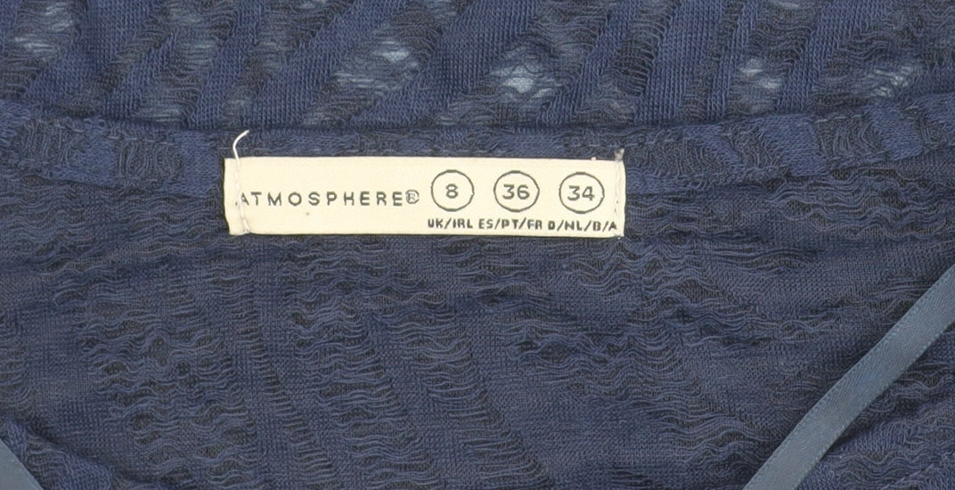 Atmosphere Womens Blue Lace Tunic Blouse UK 8 3/4 Sleeve