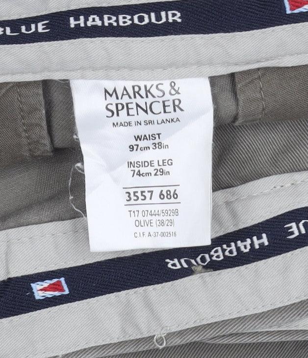 Marks and Spencer Unisex Adults Brown Chino Trousers L 38W 29L