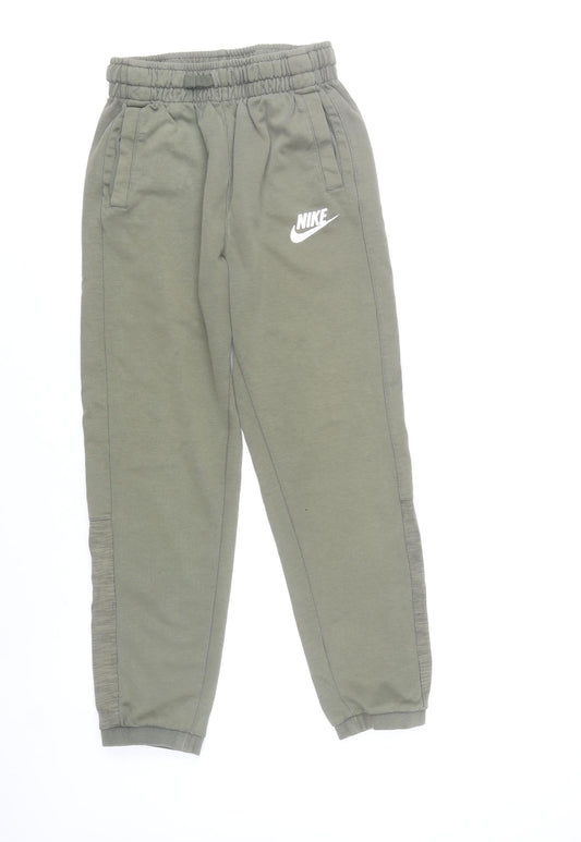 Boys UK Size 13-15 Years Nike Regular Fit Jogger Green Trousers