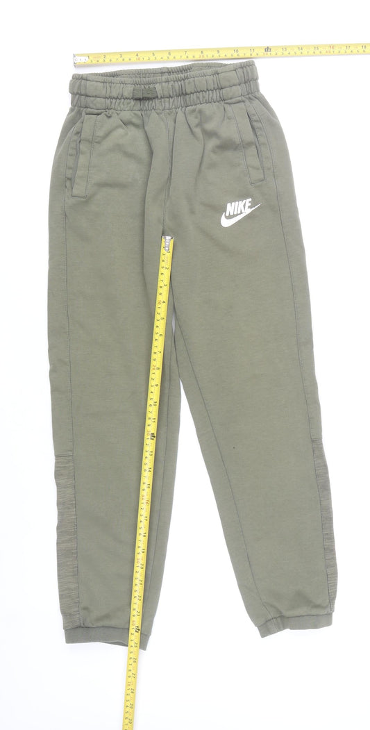 Boys UK Size 13-15 Years Nike Regular Fit Jogger Green Trousers