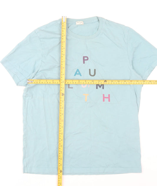 Paul Smith Men’s Blue Small Graphic Logo Cotton T-Shirt
