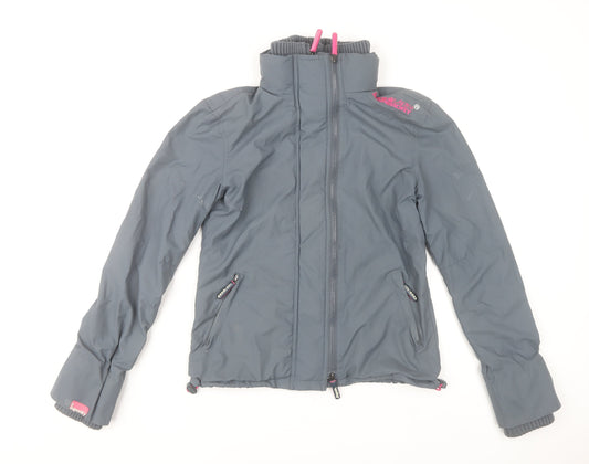 Womens UK Size S Superdry Grey Windbreaker Coat