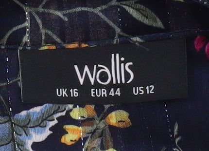 Wallis Womens Multicoloured Floral Sheer Blouse UK 16 Long Sleeve