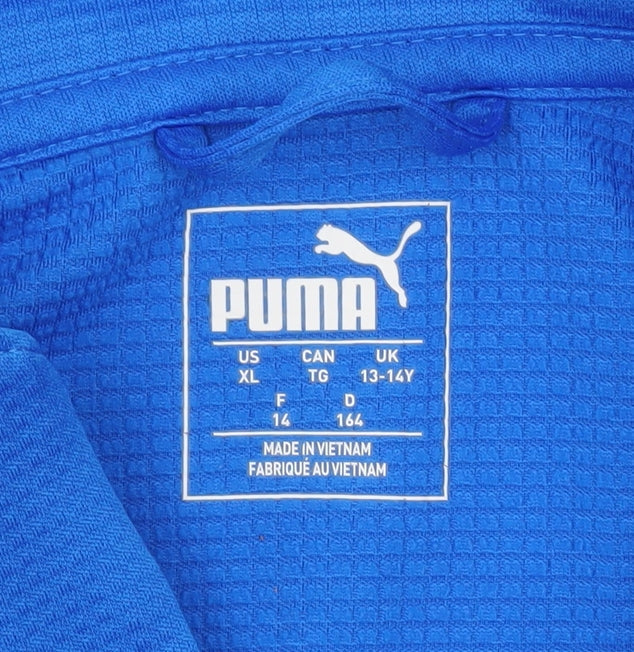 Additional view of Puma boys’ blue 13-14y long sleeve 1/4 zip sports top
