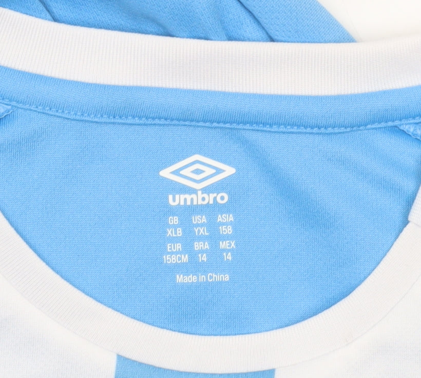 Additional view of Umbro boys’ blue striped football jersey t-shirt 14 years