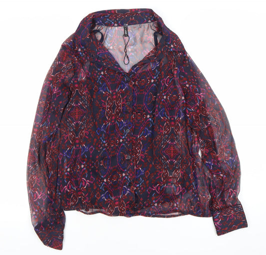 ONLY Women's Multicoloured Sheer Tunic Blouse Size S Long Sleeve