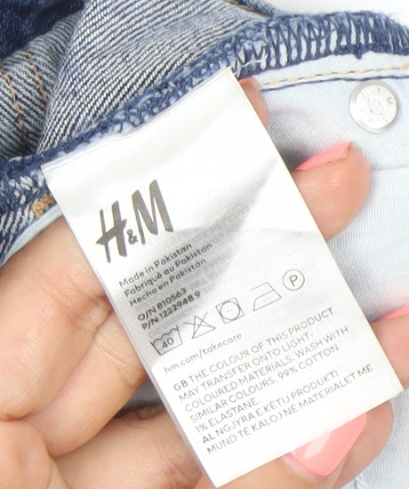 H&M Girls Blue Denim Star Print Cut-Off Shorts Age 11Y 146cm