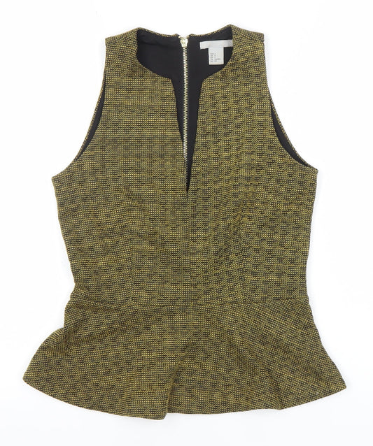 H&M Women’s Multicoloured Peplum Blouse Size S Sleeveless Zip