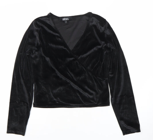 Womens UK Size M Diesel Black Wrap Blouse
