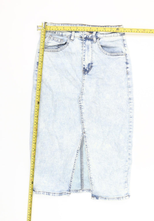 Shein Women’s Blue Denim High Rise Pencil Skirt Size 10