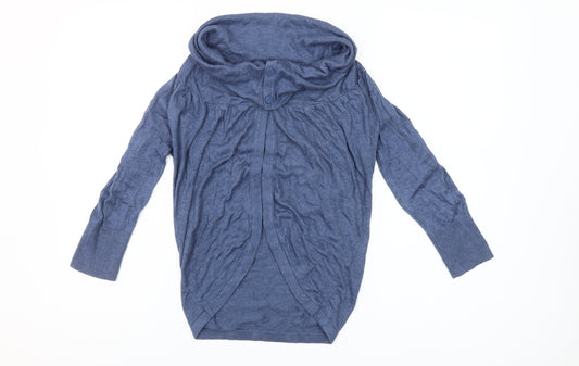 Warehouse Women’s Blue Size 8 Cardigan Jumper with Cowl Neck