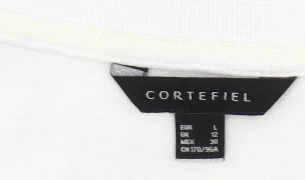 Cortefiel Womens UK 12 Floral Cotton T-Shirt Short Sleeve