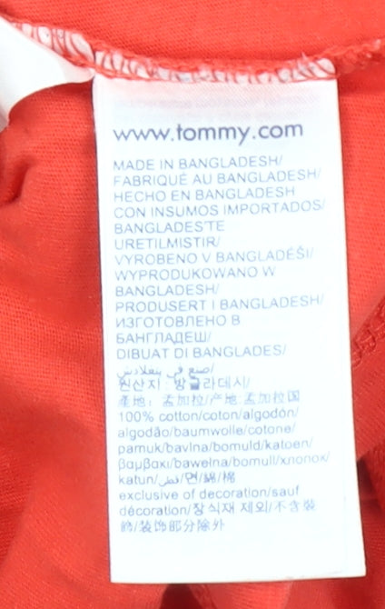 Additional view of Tommy Hilfiger girls’ red logo t-shirt 9-12 months short sleeve cotton