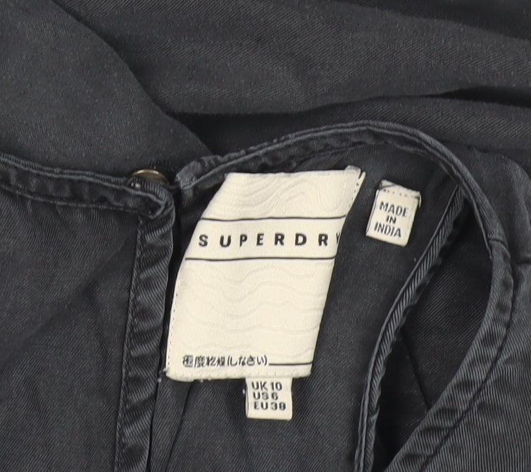 Superdry Womens Black Jumpsuit Size 10 Sleeveless Casual Zip Pockets