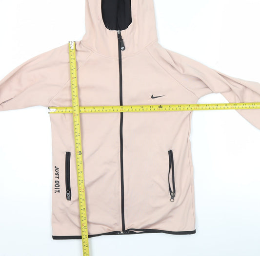 Nike Women’s Beige Full Zip Hoodie Jacket Size S Dri-Fit Training