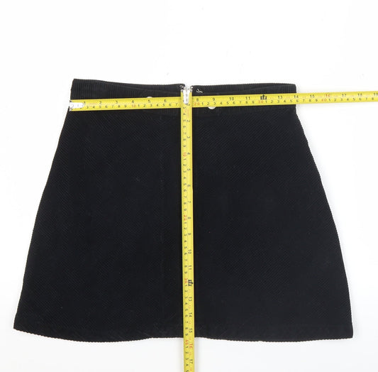 Glassons Womens Black Corduroy A-Line Mini Skirt Size 8