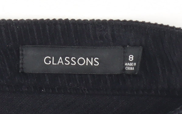 Glassons Womens Black Corduroy A-Line Mini Skirt Size 8