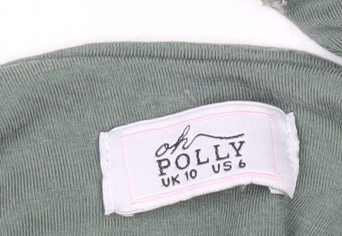 Oh Polly Womens Green Size 10 Bodycon Mini Dress Long Sleeve Ruched