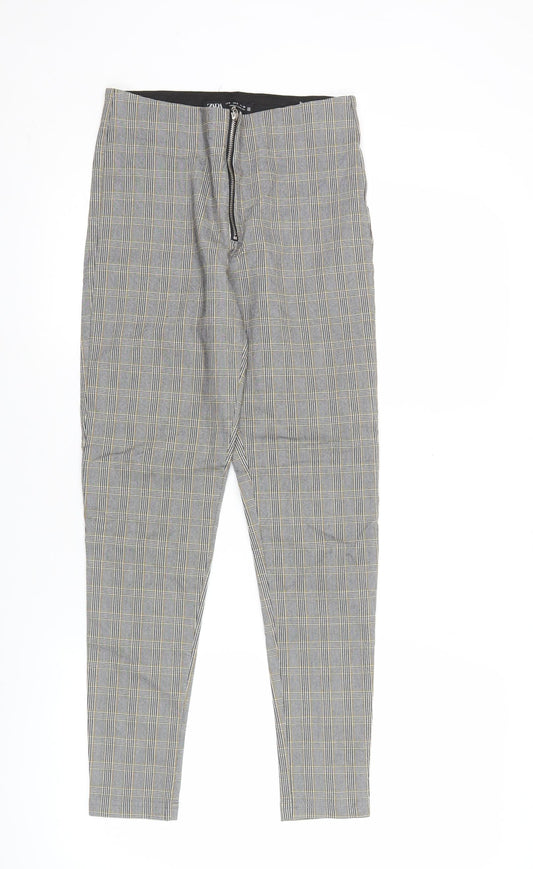 Zara Women’s Grey Check Slim Fit Skinny Trousers Size 8