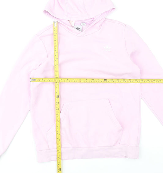 Adidas Girls Pink Hoodie 13-14 Years Pullover Fleece Cotton Blend
