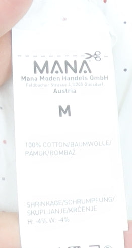 Mana Men’s White Polka Dot Cotton Short Sleeve Button-Up Shirt M