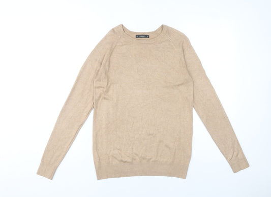 Additional front view of Dunnes Women’s Beige Crew Neck jumper M Knit Viscose Nylon