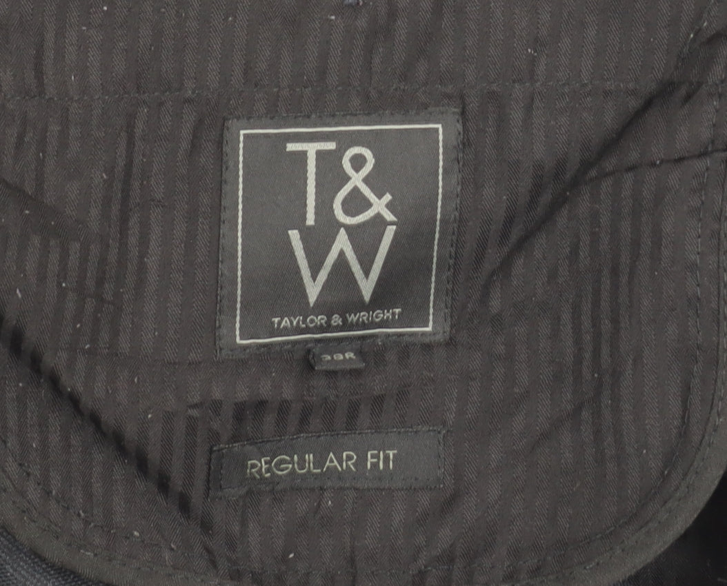 Taylor & Wright Men's Black 38R Regular Fit Dress Trousers