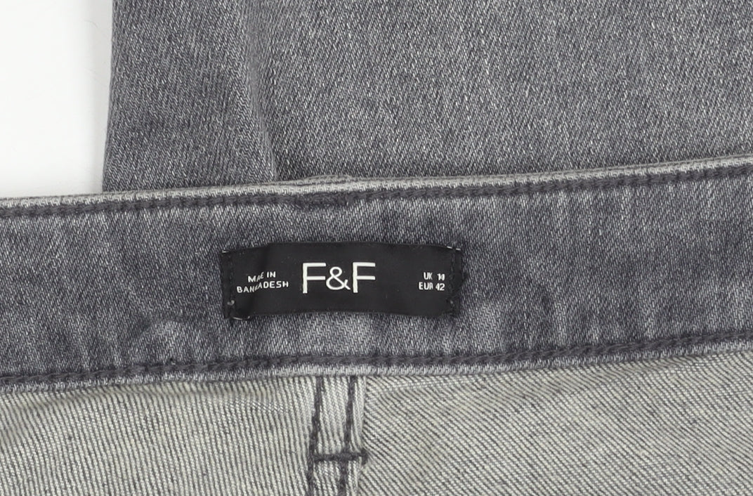 F&F Mens Grey Slim Skinny Jeans Size L Waist 42in Medium Wash Denim