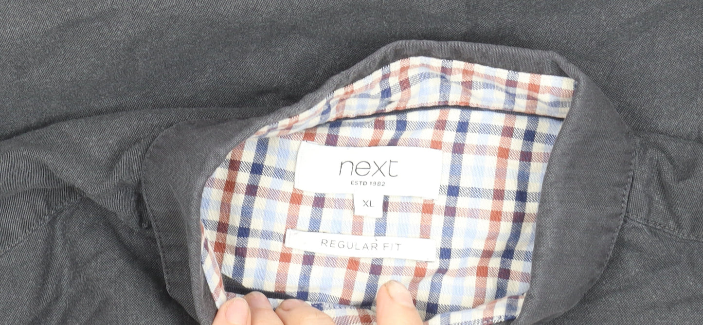 Next Men’s Black XL 45-47" Regular Fit Cotton Long Sleeve Button-Up Shirt