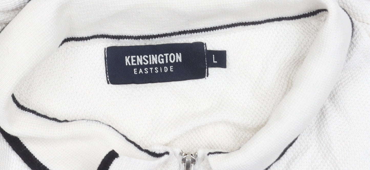 Kensington Eastside Men’s White Cotton Polo Shirt L 1/4 Zip