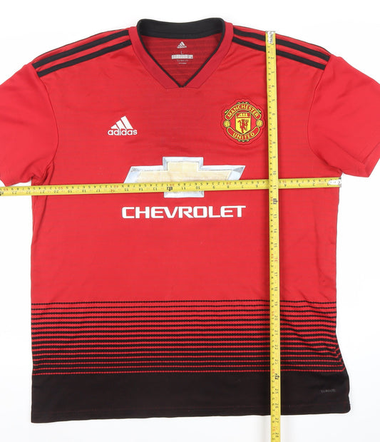 Adidas Men Red Large Manchester United Football Shirt Jersey