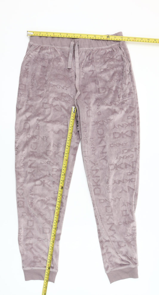 DKNY Women’s Purple Velour Logo Jogger Trousers Size S