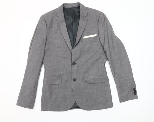 H&M Men's Grey Slim Fit Suit Jacket 36R Classic Two Button