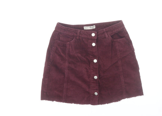 Additional front view of Denim & Co. Women's Brown Corduroy A-Line Button Skirt, size 10