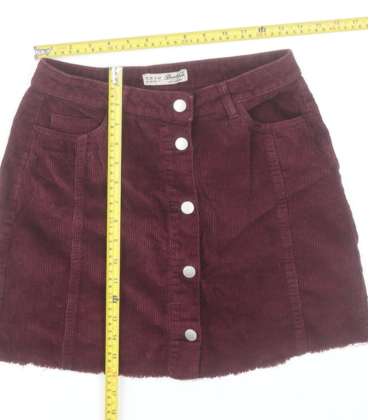 Denim & Co Women's Brown Corduroy A-Line Button Skirt Size 10