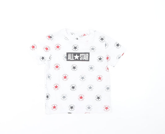 Converse Boys White All Star Logo T-Shirt 3-4 Years Cotton Short Sleeve