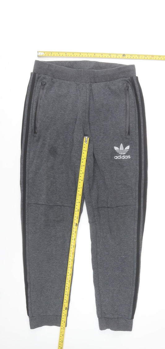 Adidas Men’s Grey Jogger Trousers M Regular Fit Cotton Blend